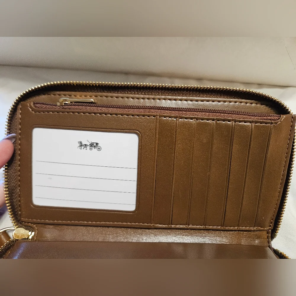 Coach Brown Signature Wristlet